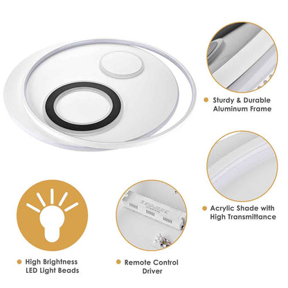 Yescom Modern Circle Ceiling Flush Light with Remote