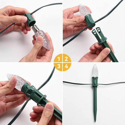 Yescom C7 C9 Christmas Light Clips, Hangers, Stakes, End Caps