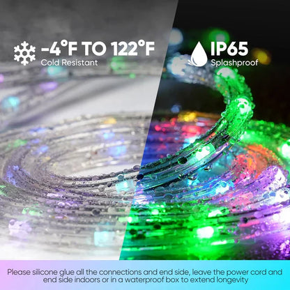 120V RGB Twinkle LED Rope Light with Remote Control and Dynamic Color Modes
