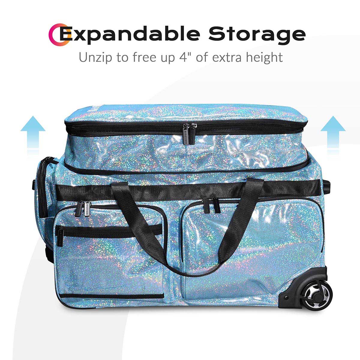 Byootique Dance Competition Rolling Bag with Rack Sports Duffle Bag