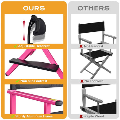 Byootique Makeup Directors Chair 28in.Tall Highback with Headrest Options