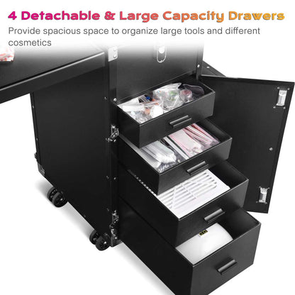 Byootique Pedicure Cart with Footrest Portable Trolley with Drawers
