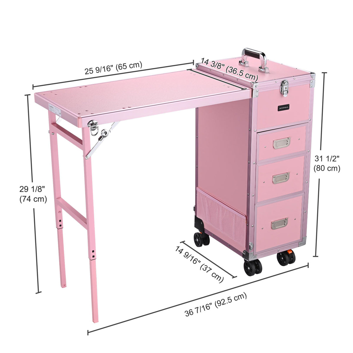 Byootique Makeup Artist Nail Tech Travel Case Workstation (Lefty & Righty) Pink
