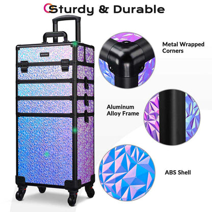 Byootique 4 in 1 Rolling Makeup Case Aluminum Keylock