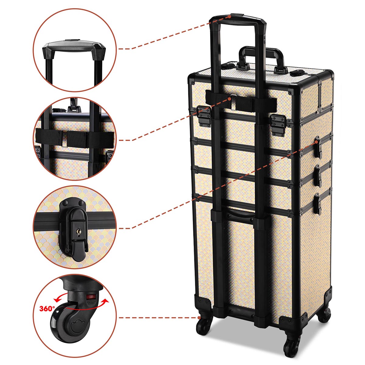 Byootique Rolling Makeup Case Art Deco Artist Travel Case