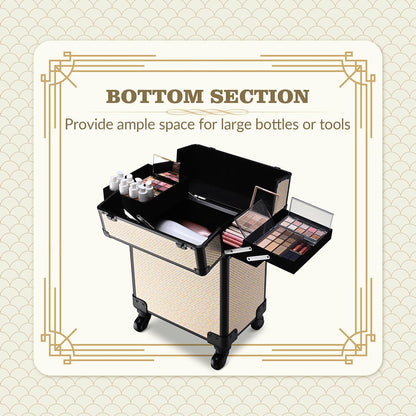 Byootique Art Deco Cosmetology Rolling Case Makeup Case