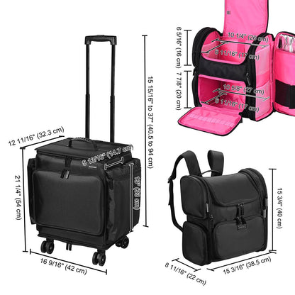 Byootique Cosmetology Hair Stylist Rolling Case with Backpack