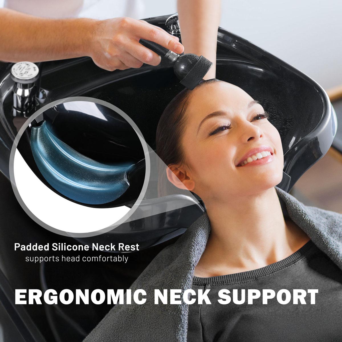 Yescom Vacuum Breaker Shampoo Bowl w/ Gel Neck Rest