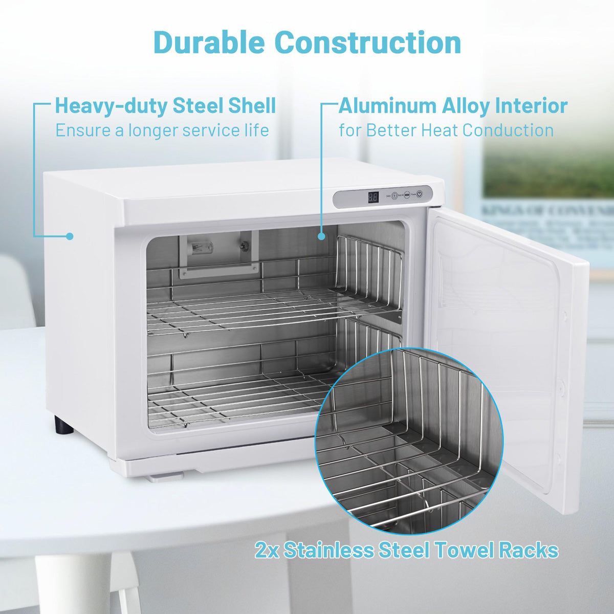 Yescom 23L Heated Towel Warmer UV Sterilizer Cabinet 2-Layer