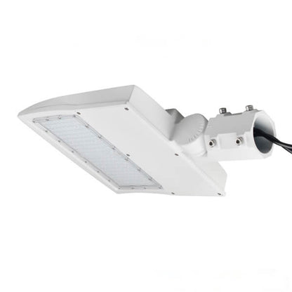 LED Parking Lot Light Bracket - White 3-in-1 Adjustable Mount | Direct, Trunnion & Slip Fitter Arm