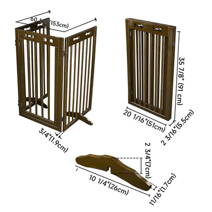 Yescom 3-Panel Folding Wood Pet Gate Crate Baby Barrier 60x36in