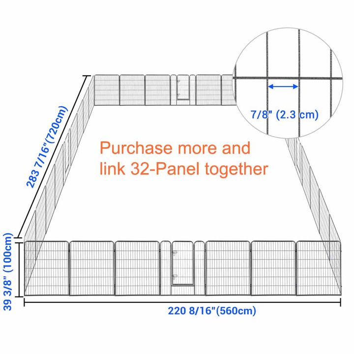 Yescom Heavy Duty Dog Playpen 40" Tall 16-Panel Puppy Pen Metal