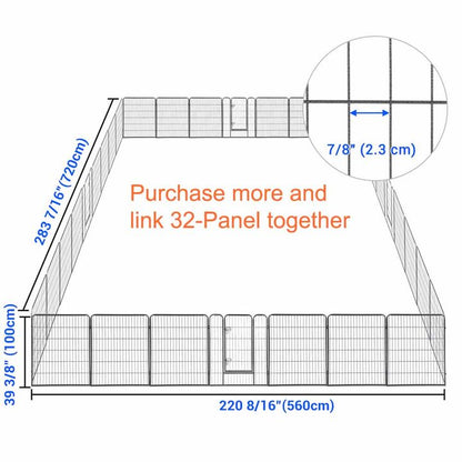 Yescom Heavy Duty Dog Playpen 40" Tall 16-Panel Puppy Pen Metal