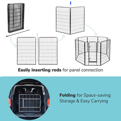Yescom Heavy Duty Dog Playpen 48" Tall 8-Panel Puppy Pen Metal