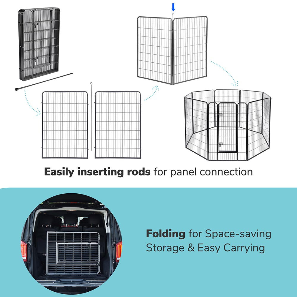 Yescom Heavy Duty Dog Playpen 48" Tall 32-Panel Puppy Pen Metal