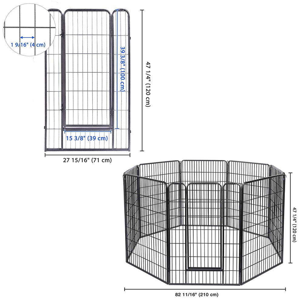 Yescom Heavy Duty Dog Playpen 48" Tall 16-Panel Puppy Pen Metal
