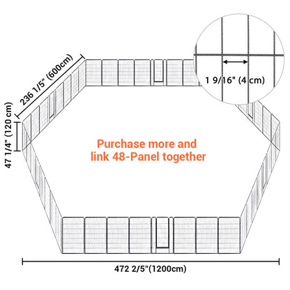 Yescom Heavy Duty Dog Playpen 48" Tall 16-Panel Puppy Pen Metal