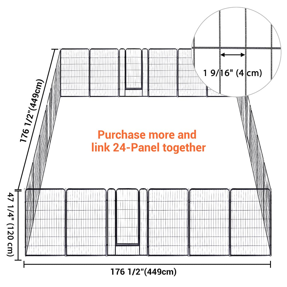 Yescom Heavy Duty Dog Playpen 48" Tall 36-Panel Puppy Pen Metal