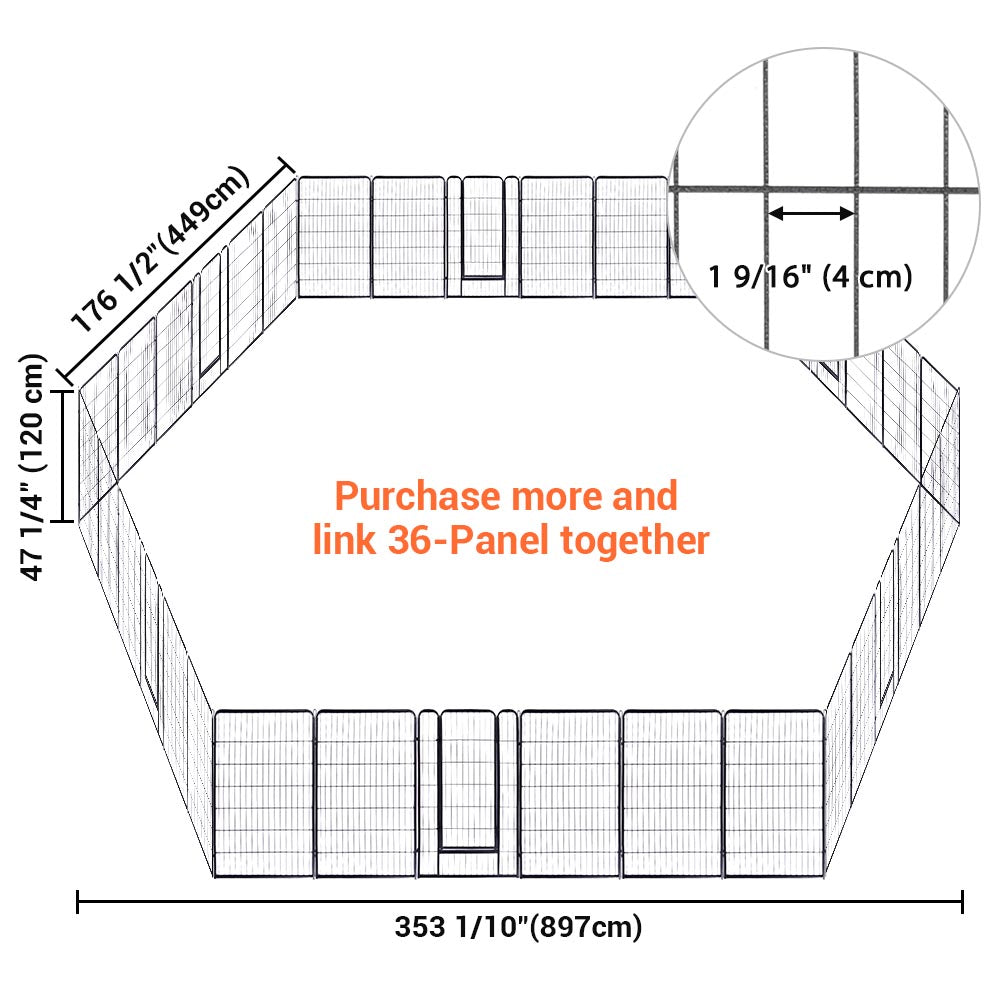 Yescom Heavy Duty Dog Playpen 48" Tall 24-Panel Puppy Pen Metal