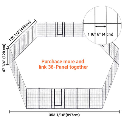 Yescom Heavy Duty Dog Playpen 48" Tall 24-Panel Puppy Pen Metal