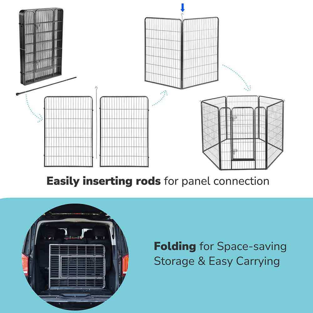 Yescom Heavy Duty Dog Playpen 48" Tall 24-Panel Puppy Pen Metal