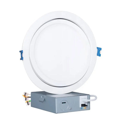 6 Inch LED Recessed Downlight - Swivel, Adjustable Lens, Junction Box, 12W, Selectable CCT, 800 Lumens, 120 VAC