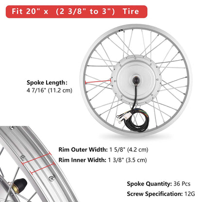 Yescom 24" Front Wheel Electric Bicycle Motor Kit 36v 750w