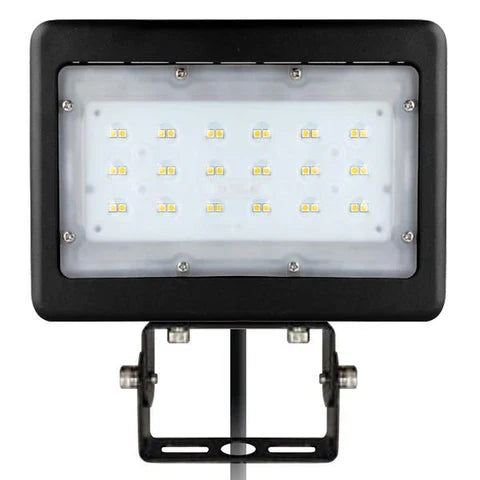 30W LED Flood Light - 3819 Lumens - 5000K Daylight - 100-277V - Yoke Mount - Black Housing - IP65 - UL & DLC Listed