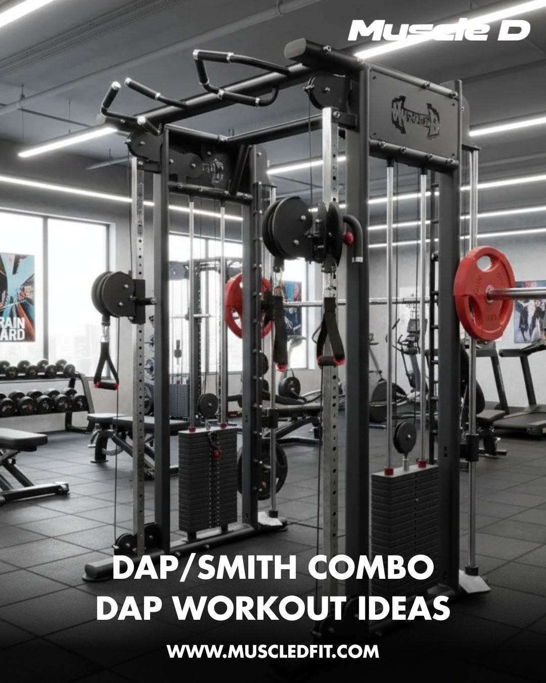 Megatron Dual Adjustable Pulley / Smith Combo - Muscle D Fitness - Selectorized Weight Adjustment - Functional Pull-Up Bar - Dual Station