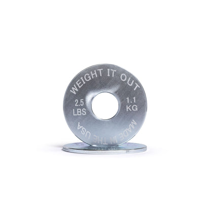 Solid Steel Calibrated Weight Plate Pairs - front view 2.5 lbs (silver finish)