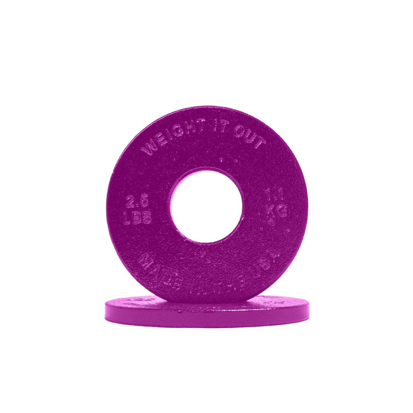 Cast Iron Machined Weight Plate Pairs - front view of 1.1 kg (purple finish)