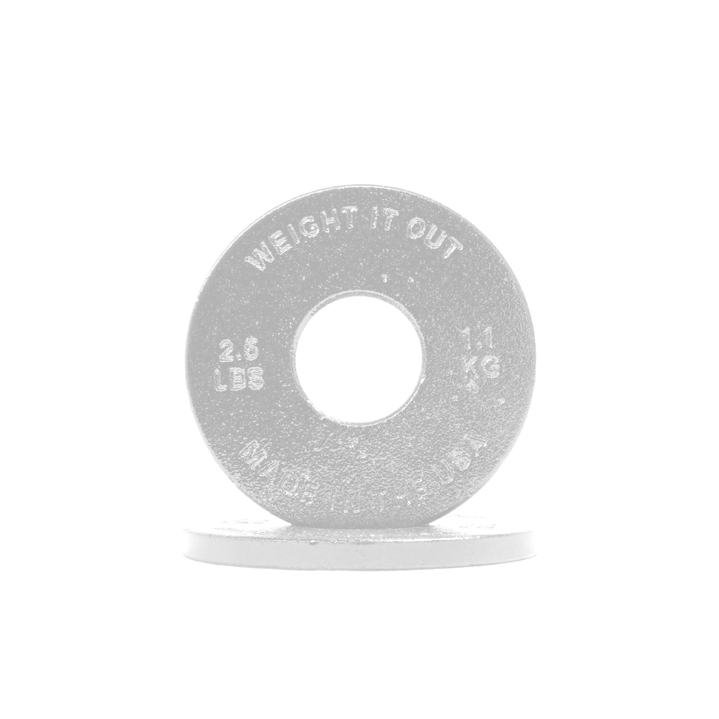 Cast Iron Machined Weight Plate Pairs - front view of 1.1 kg (white finish)