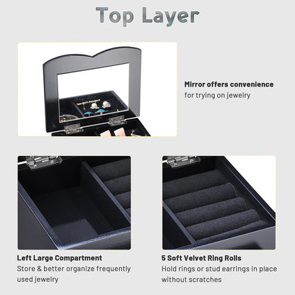Yescom Jewelry Organizer Box with Mirror Ring Bracelet Necklace
