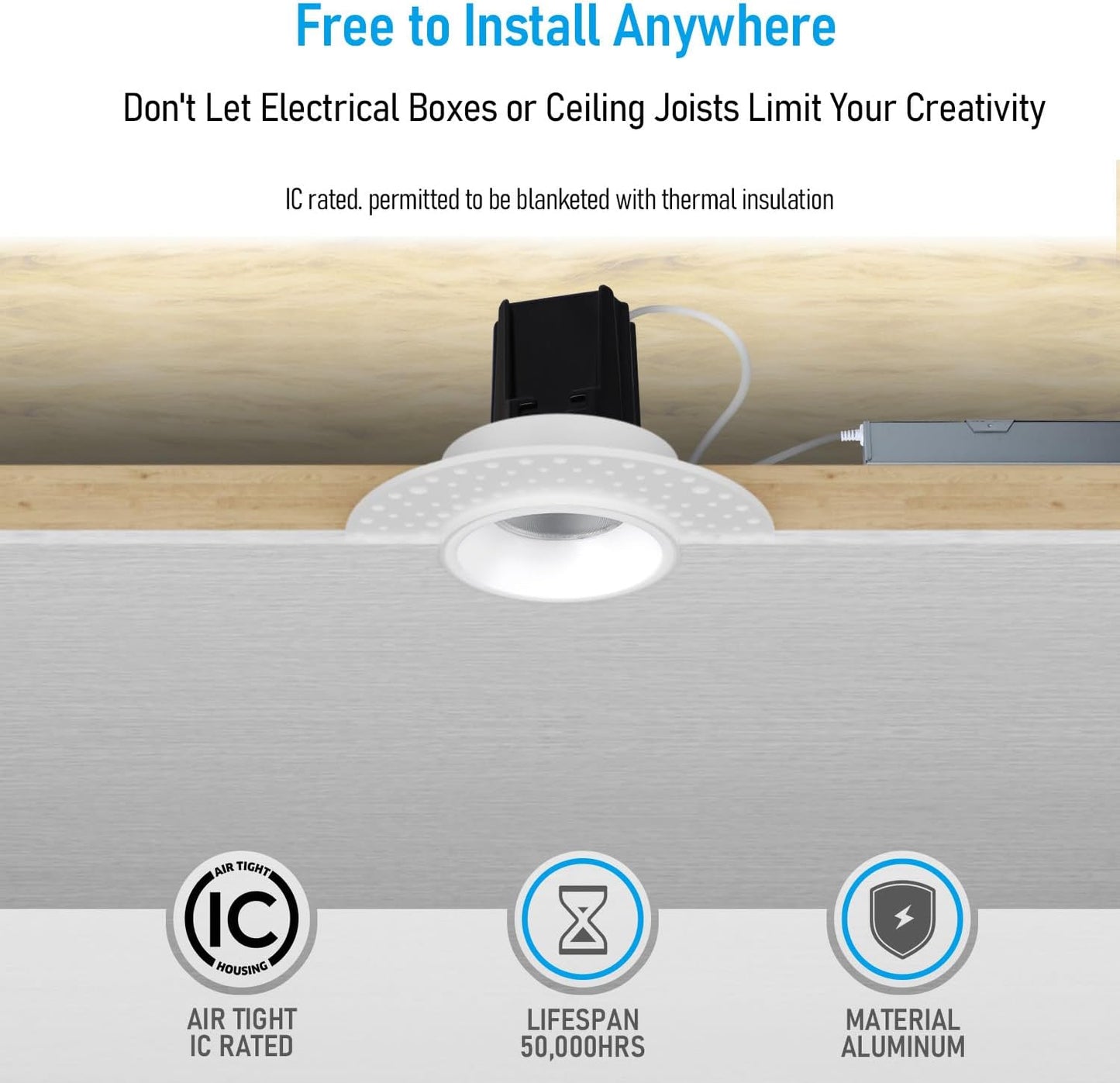 LED Recessed Downlight, 2 Inch, 13W, Selectable CCT, 800 Lumens, 120 VAC