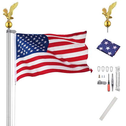 Yescom Aluminum Sectional Flagpole Kit with US Flag 20'