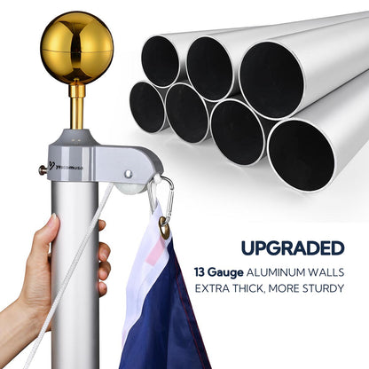 Yescom Bravery MEGA Flagpole with Dock Mount, Light & Regal Eagle Topper