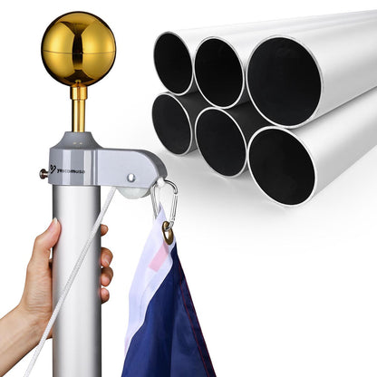 Yescom Bravery 13Gauge Aluminum Flagpole (20', 25', 30' Options)