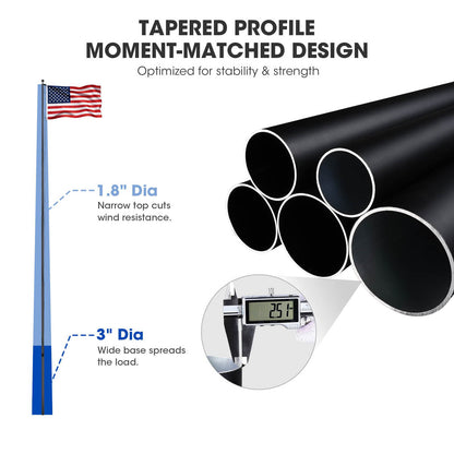 Yescom Bravery Plus 10Gauge All-Aluminum Flagpole Kit 30ft