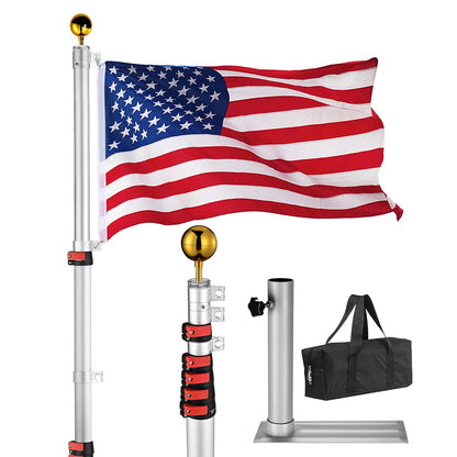 Yescom EZ GO Telescopic Flagpole with Tire Mount
