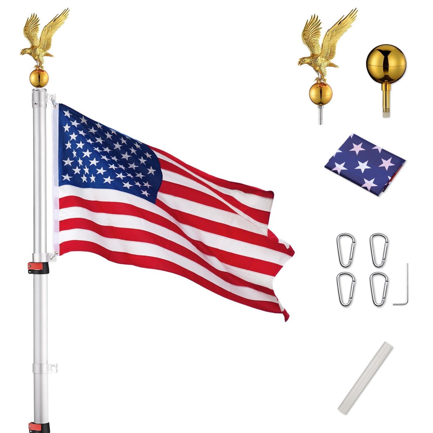 Yescom EZ GO Telescopic Flagpole with Regal Eagle