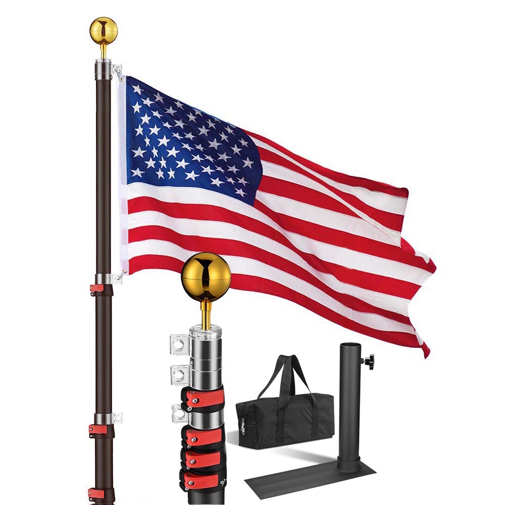 Yescom EZ GO Telescopic Flagpole with Tire Mount