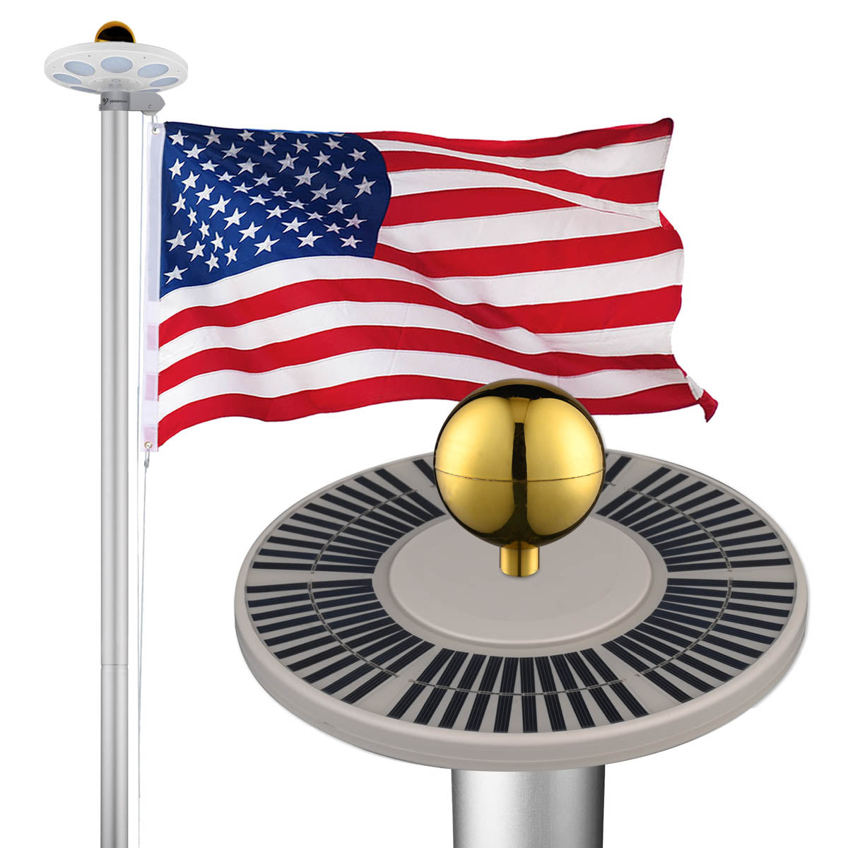 Yescom Bravery Flagpole with Light 13Gauge (20ft,25ft,30ft Options)