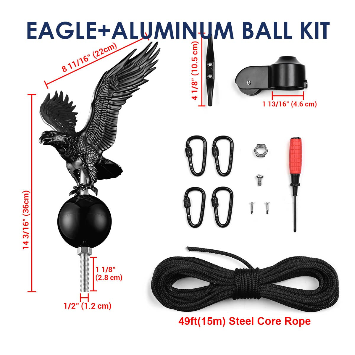 Yescom Flagpole Truck Top Pulley Cleat Ropes Kit