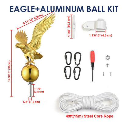 Yescom Flagpole Truck Top Pulley Cleat Ropes Kit