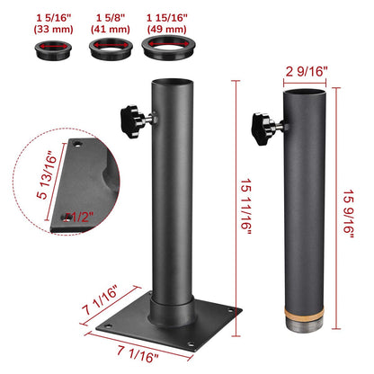 Yescom Telescopic FlagPole Deck Mount 16" x 2 3/8"