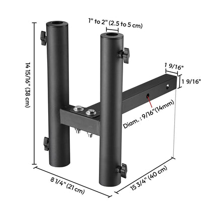 Yescom Hitch Mount Dual Flag Pole Holder for 1 9/16" Receiver(1"-2" Poles)