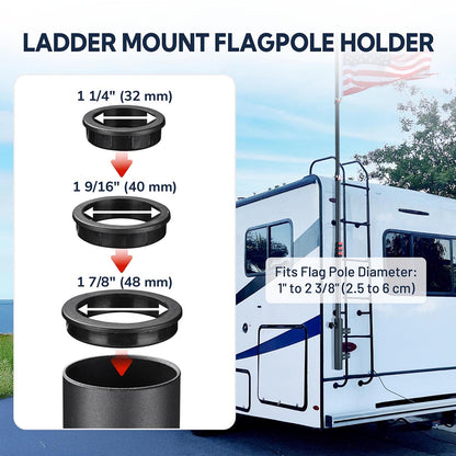 Yescom RV Ladder Mounted Flagpole Holder for 1" to 2 3/8" Pole