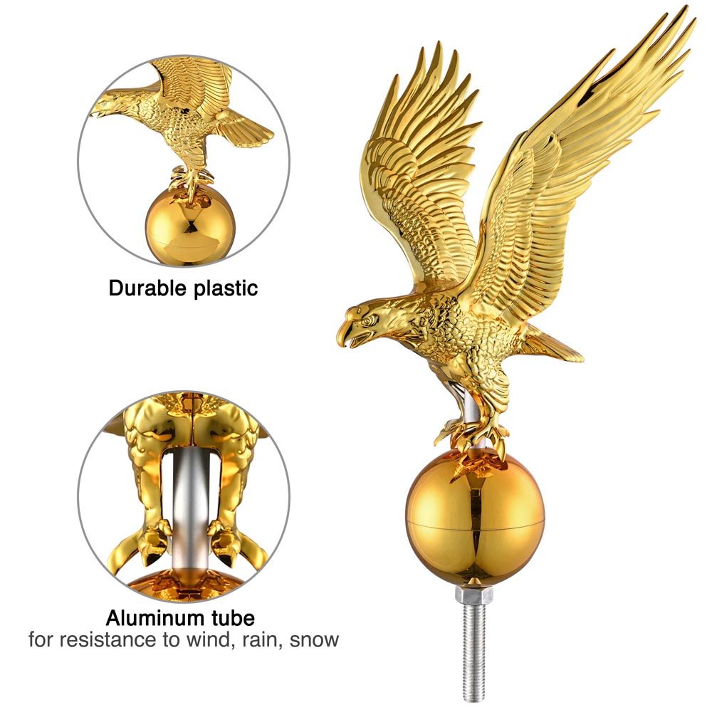Yescom Bravery Flag Pole with Light & Regal Eagle 13Gauge(20ft,25ft,30ft Options)