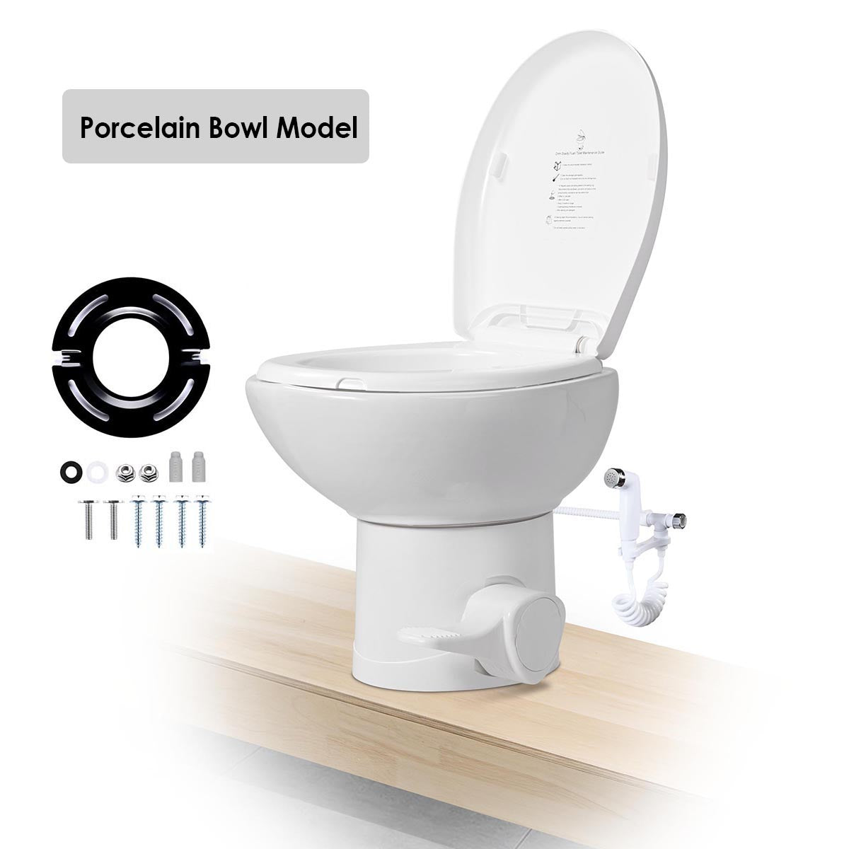 Yescom 15" Seat Height RV Toilet with Handheld Bidet Sprayer