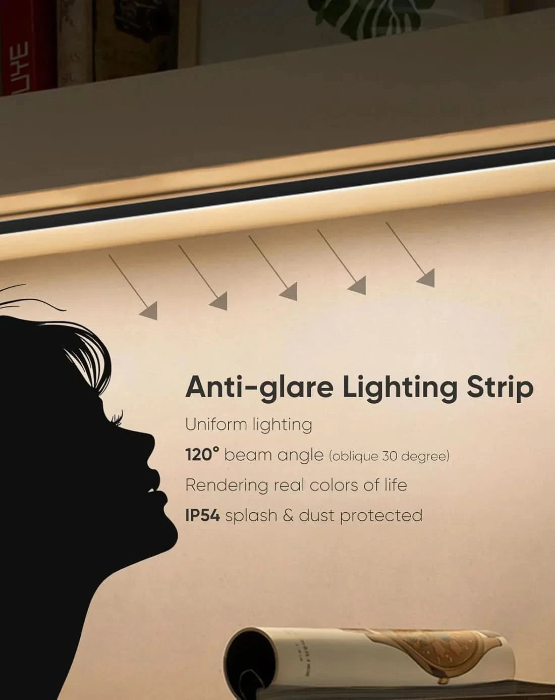24V Anti-Glare Bright Cozy Under Cabinet LED Strip Free Cut 2700K Warm White - Black Shell